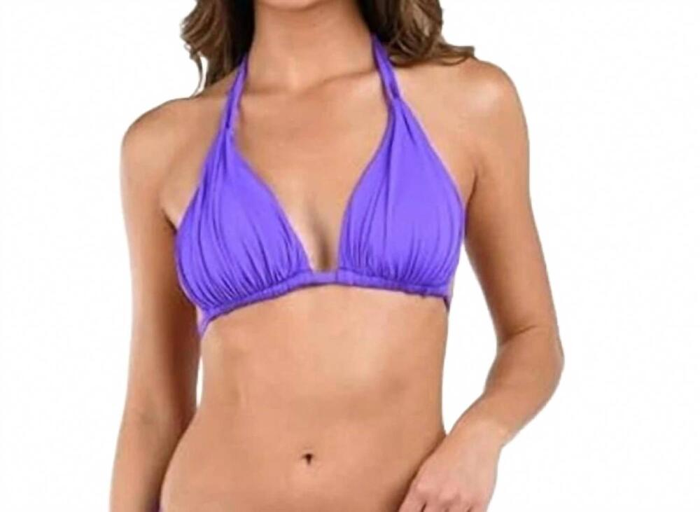 NEW LA BLANCA island goddess halter triangle bikini top in purple
